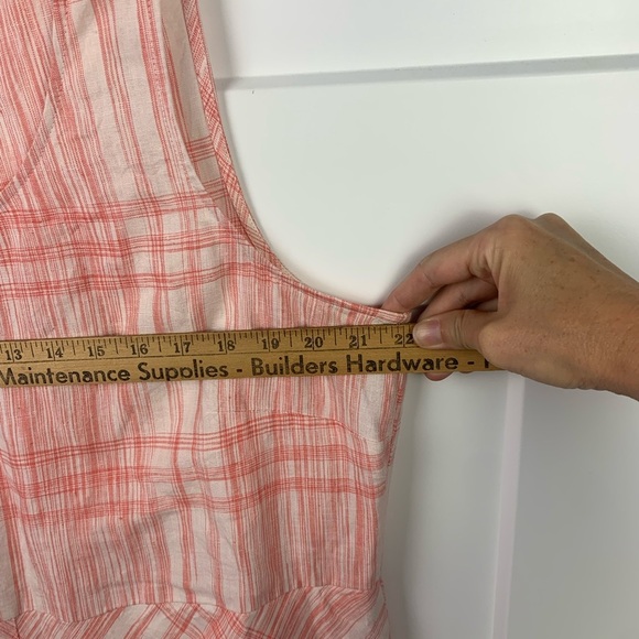 J Jill Love Linen Maxi Dress LARGE orange White Lagenlook Coastal Pockets - Picture 9 of 9